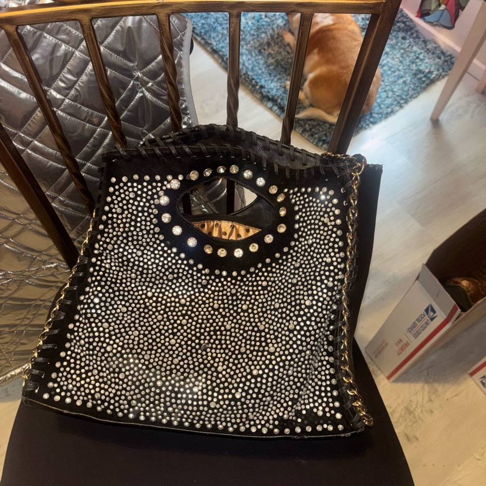 Chic Black Studded Women's Clutch